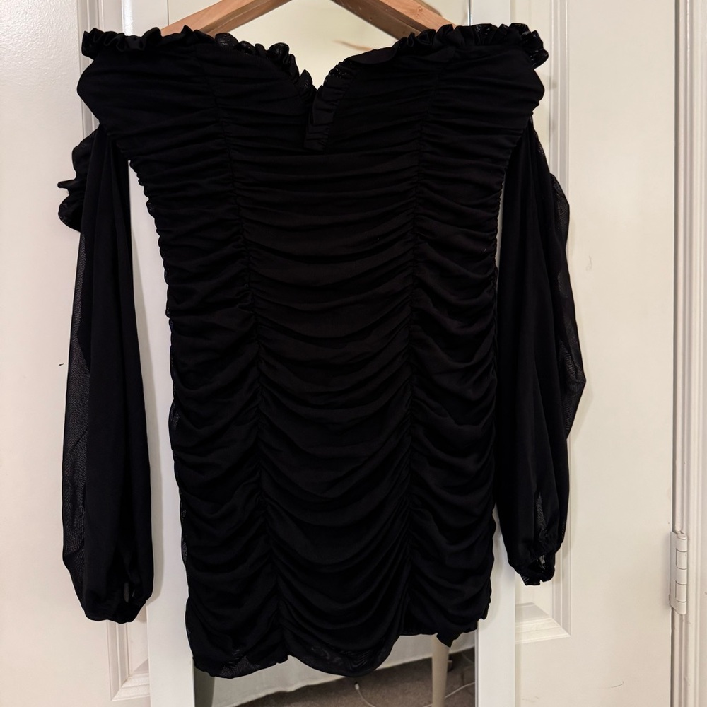 Black Mesh Mini dress with sleeves